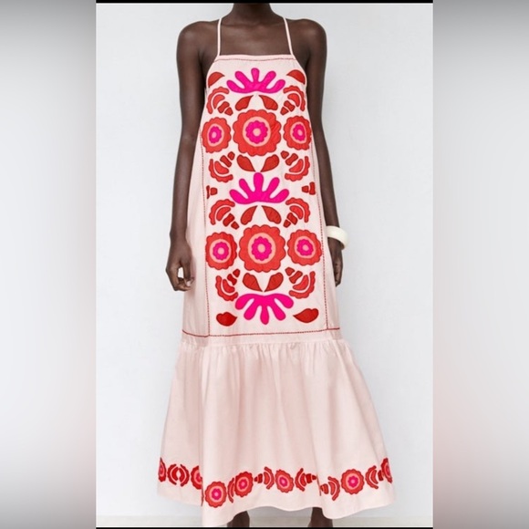 Zara Dresses & Skirts - NWTZARA SIZE MEDIUM  EMBROIDERED MIDI DRESS LIMITED EDITION❣️